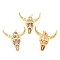 Resin Big Pendants, Cattle Head Shaped Charms with Brass Snap on Bails, Golden, 50x46.5x15mm, Hole: 7x4.5mm