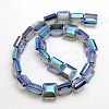 Electroplate Crystal Glass Square Beads Strands EGLA-F064B-06-2