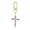 Wire Wrapped Natural Gemstone Cross Pendant Decoration HJEW-JM01932-4