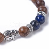 Dyed Wood Round Beads Stretch Bracelets BJEW-JB04839-06-2