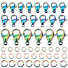 SUNNYCLUE 60Pcs 3 Size Rainbow Color 304 Stainless Steel Lobster Claw Clasps FIND-SC0003-41-1