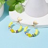 Natural Malaysia Jade & Polymer Clay Beaded Big Ring Dangle Stud Earrings EJEW-TA00075-04-3