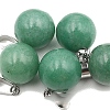 Natural Green Aventurine Round Charms with Platinum Plated Metal Snap on Bails PW-WG84682-03-1