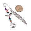 Tibetan Style Alloy Feather Bookmark AJEW-JK00310-02-3