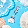 Angel Alloy & Wire Wrapped Natural Shell Pendant Decorations HJEW-JM02017-02-2