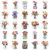 50Pcs Flower Vase PVC Waterproof Self-Adhesive Stickers PW-WG20672-01-4