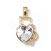 Real 18K Gold Plated Rack Plating Brass Micro Pave Clear Cubic Zirconia Pendants KK-C015-04G-05-1