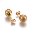 Shell Pearl Ball Stud Earrings EJEW-F178-02-4