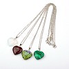 Gemstone Heart Pendant Necklaces NJEW-JN00819-1