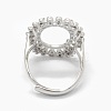 925 Sterling Silver Rhinestone Claw Finger Ring Components STER-E061-40P-4