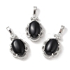 Natural Obsidian Oval Pendants G-NH0025-15P-09-1