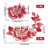 Nbeads 2Pcs 2 Style Peony Polyester Embroidery Sew on Clothing Patches PATC-NB0001-11D-2