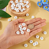 50Pcs 5 Style White Flat Round with Black Letter Silicone Beads SIL-TA0001-49-6