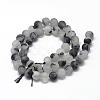 Natural Black Rutilated Quartz Beads Strands G-R446-8mm-37-2