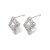 Brass Micro Pave Cubic Zirconia Stud Earring Findings KK-E107-16P-1