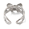 Bowknot Brass Open Cuff Rings for Women RJEW-B062-02P-3