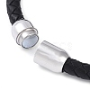 304 Stainless Steel Round Beads Leather Cord Bracelets BJEW-A009-02P-2