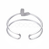 Non-Tarnish 304 Stainless Steel Heart Wrap Open Cuff Ring RJEW-T023-73P-2