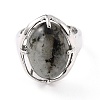 Oval Natural Labradorite Adjustable Finger Ring RJEW-C010-03P-RS-2