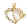 Brass & Shell & Clear Cubic Zirconia Pendants KK-I712-06G-1