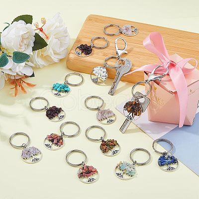 SUPERFINDINGS 2 Sets Natural & Synthetic Mixed Stone Keychain KEYC-FH0001-15-1