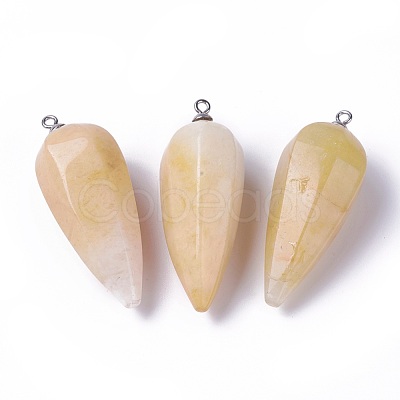 Natural Jade Pointed Pendants G-E541-10G-1