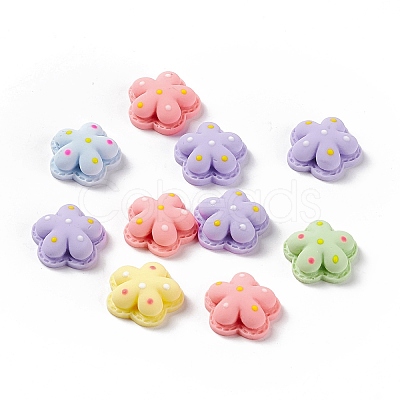 Flower Opaque Resin Cabochons RESI-G041-D03-1