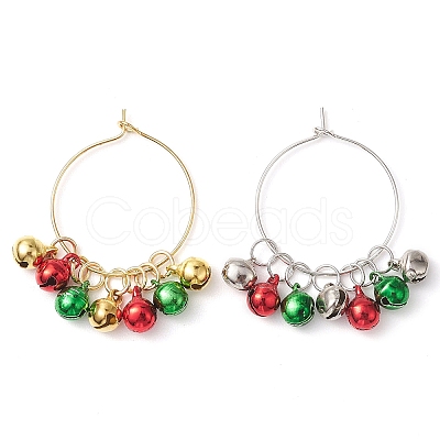 Christmas Brass Bell Wine Glass Charms AJEW-JO00257-1