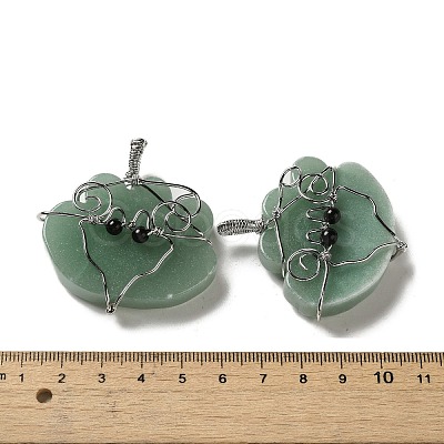 Natural Green Aventurine Copper Wire Wrapped Pendants G-K338-06P-06-1