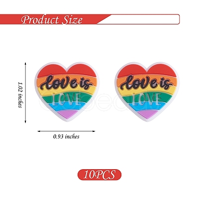 10Pcs Multi-color Love Silicone Beads JX655A-1