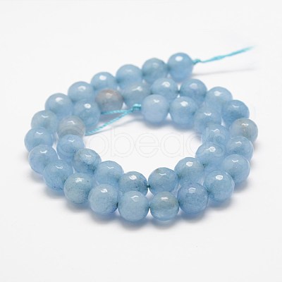 Faceted Natural White Jade Beads Strands X-G-F447-10mm-I16-1