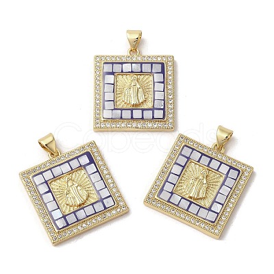 Brass Micro Pave Cubic Zirconia Pendants KK-K385-022G-1