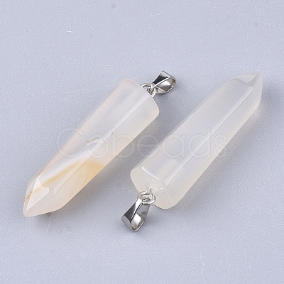 Natural White Agate Point Pendants X-G-R220-34P-1