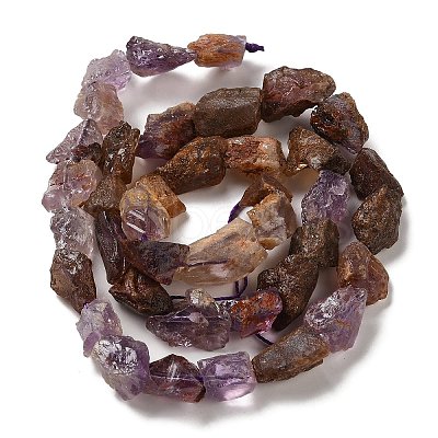 Raw Rough Natural Purple Lodolite Quartz/Purple Phantom Quartz Beads Strands G-I283-G06-01-1