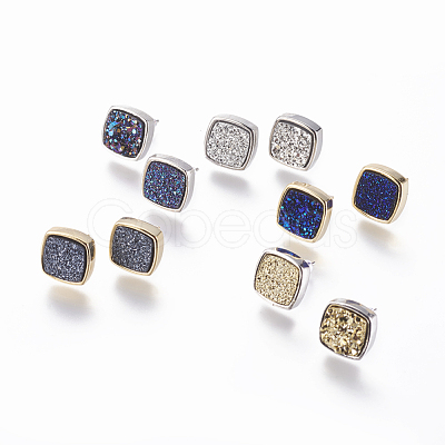 Brass Stud Earrings EJEW-J098-B-1