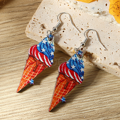 American Independence Day Ice Cream Wood Dangle Earrings YF8853-2-1