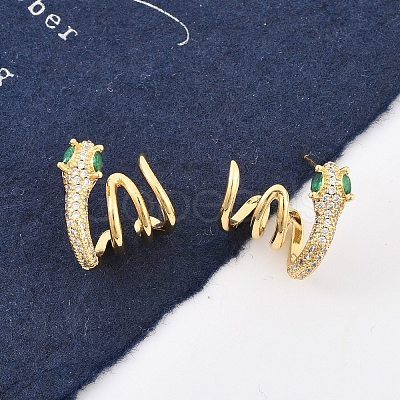 Brass Micro Pave Cubic Zirconia Stud Earrings for Women EJEW-F352-03G-1