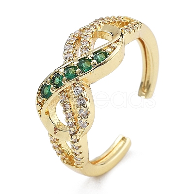 Rack Plating Brass Micro Pave Cubic Zirconia Cuff Finger Rings for Women RJEW-M028-43G-1