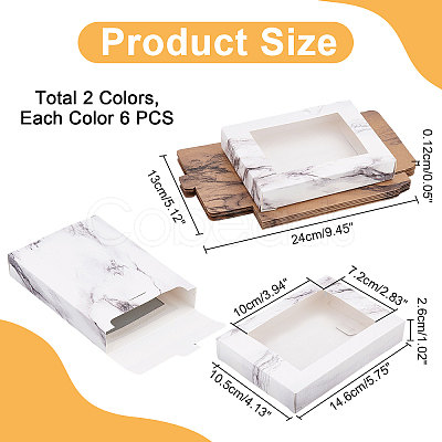 PandaHall Elite 12Pcs 2 Colors Foldable Creative Kraft Paper Box CON-PH0002-70-1