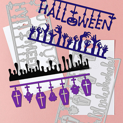 Halloween Theme Carbon Steel Cutting Dies Stencils DIY-WH0309-1177-1