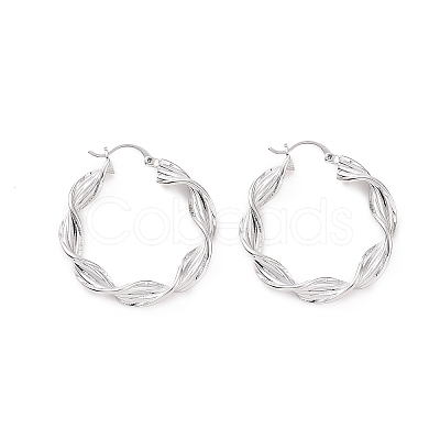 Brass Twist Rope Shape Hoop Earrings for Women EJEW-F303-08P-1