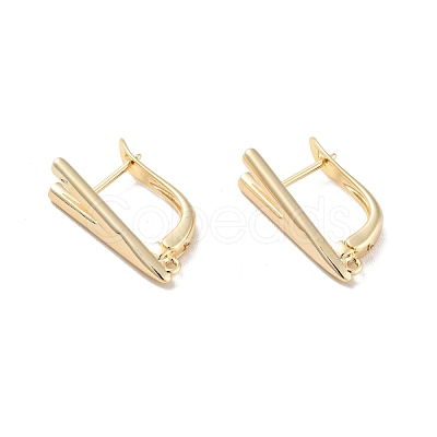 V-shaped Rack Plating Brass Hoop Earring Findings with Latch Back Closure KK-D083-04G-1