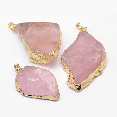 Natural Madagascar Rose Quartz Crystal Pendants G-G895-05G-1