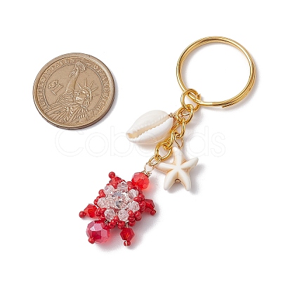 Tortoise Glass Seed Beaded Keychain KEYC-MZ00023-05-1