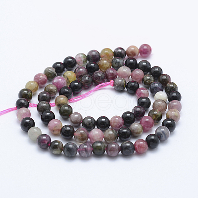 Natural Tourmaline Beads Strands G-J373-08-5mm-1