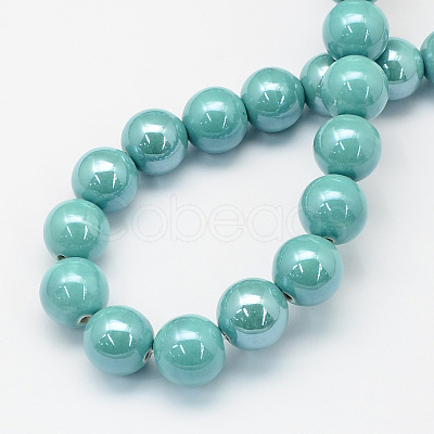 Pearlized Handmade Porcelain Round Beads X-PORC-S489-14mm-06-1