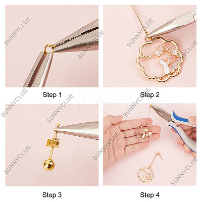 SUNNYCLUE DIY Cat & Flower Earring Making Kit DIY-SC0020-52-1