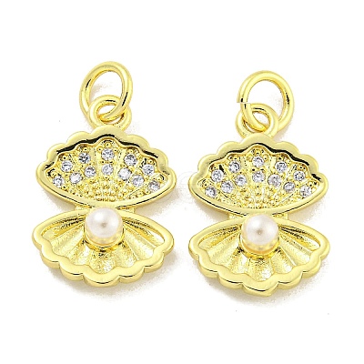 Rack Plating Brass Micro Pave Clear Cubic Zirconia Pendants KK-B091-11-1