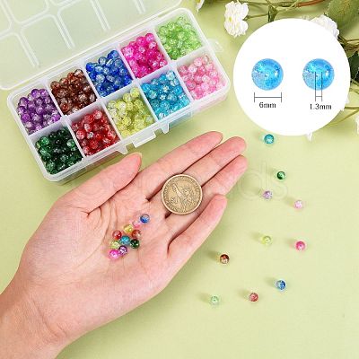 600Pcs 10 Colors Baking Painted Crackle Glass Bead Strands CCG-SZ0001-05-1