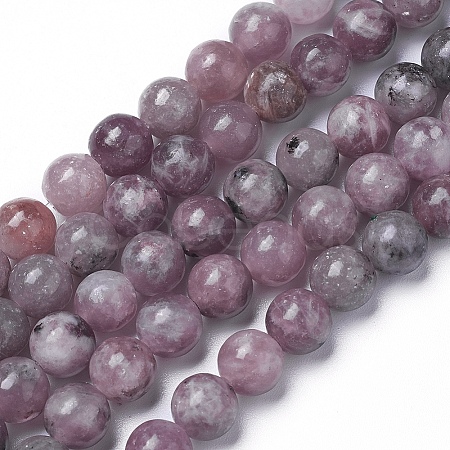 Natural Lepidolite/Purple Mica Beads Strands X-G-G770-04A-8mm-1